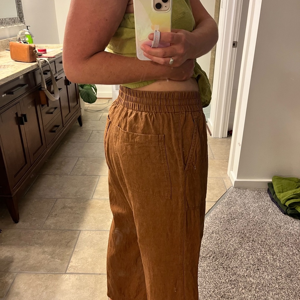 NotPERFECTLINEN WOMENS PUGLIA PANTS HEAVYWEIGHT TOAST SIZE LARGE - Picture 7 of 8